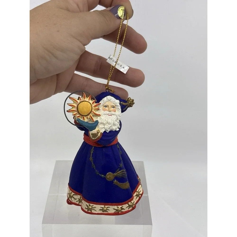 Resin Wizard Sun Solstice Blue Cloak Santa Christmas Ornament W Tags